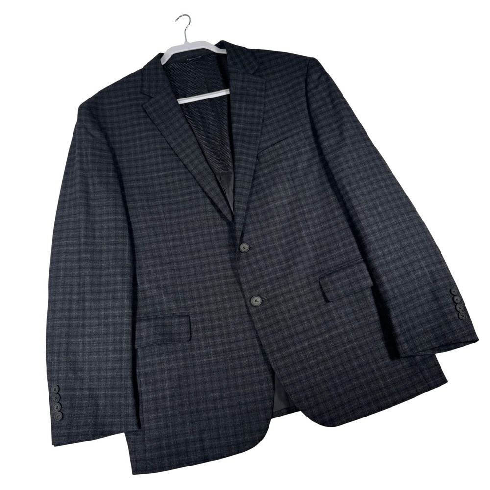 Jos. A. Bank Sport Coat Mens 46R Grey Plaid Slim Fit Traveler Travel Tech Blazer